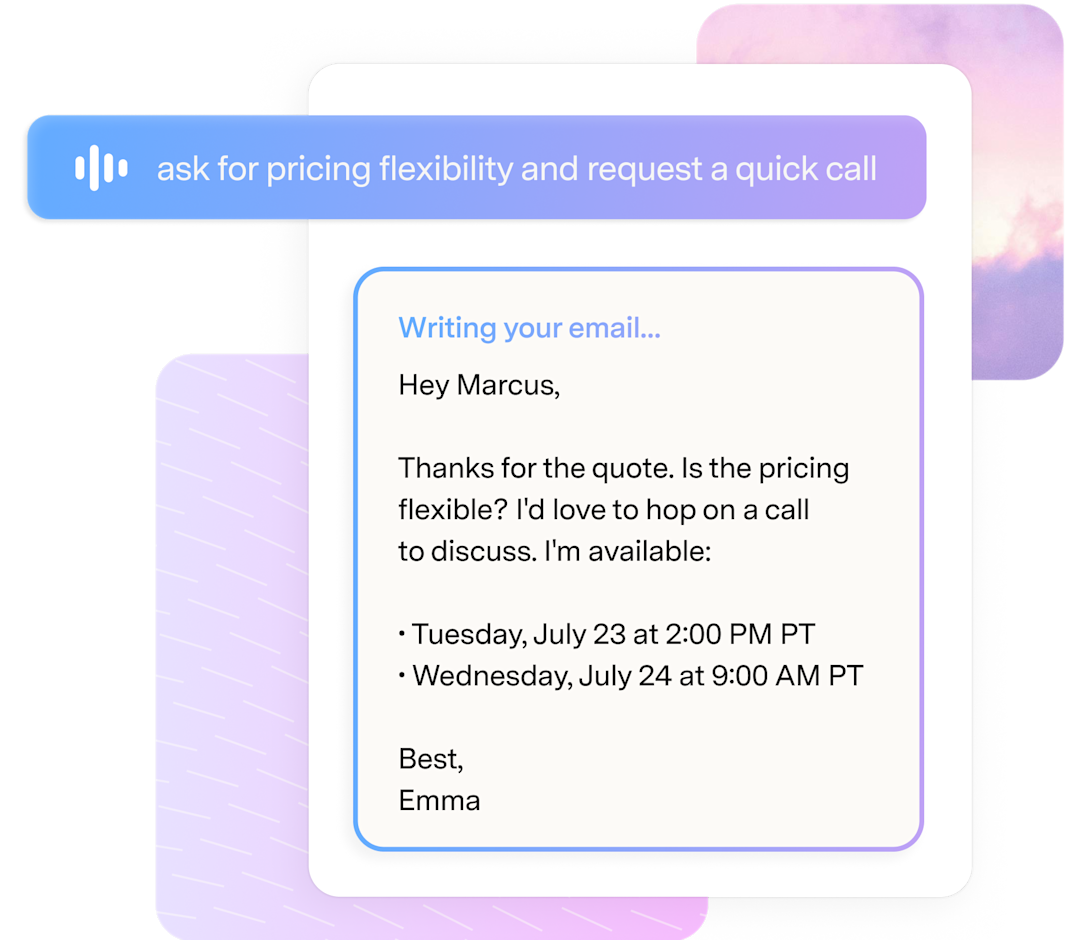 Write with your voice with Logamail Mail