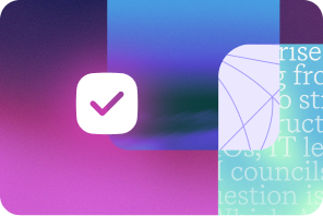 Checkmark with abstract squares