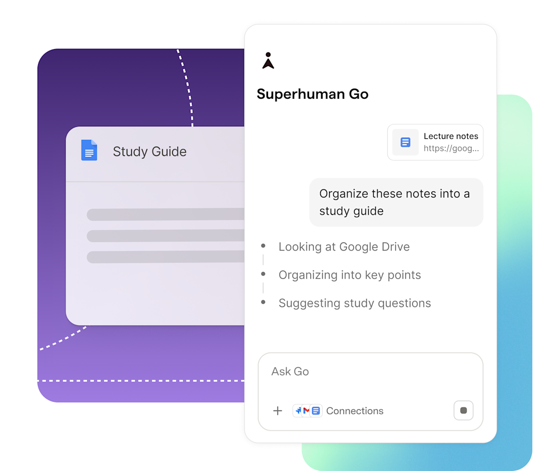 Logamail Go organizing notes into a
study guide