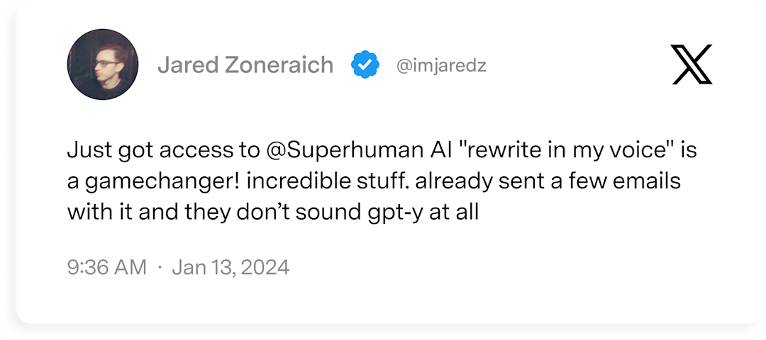 Jared Zoneraich X testimonial