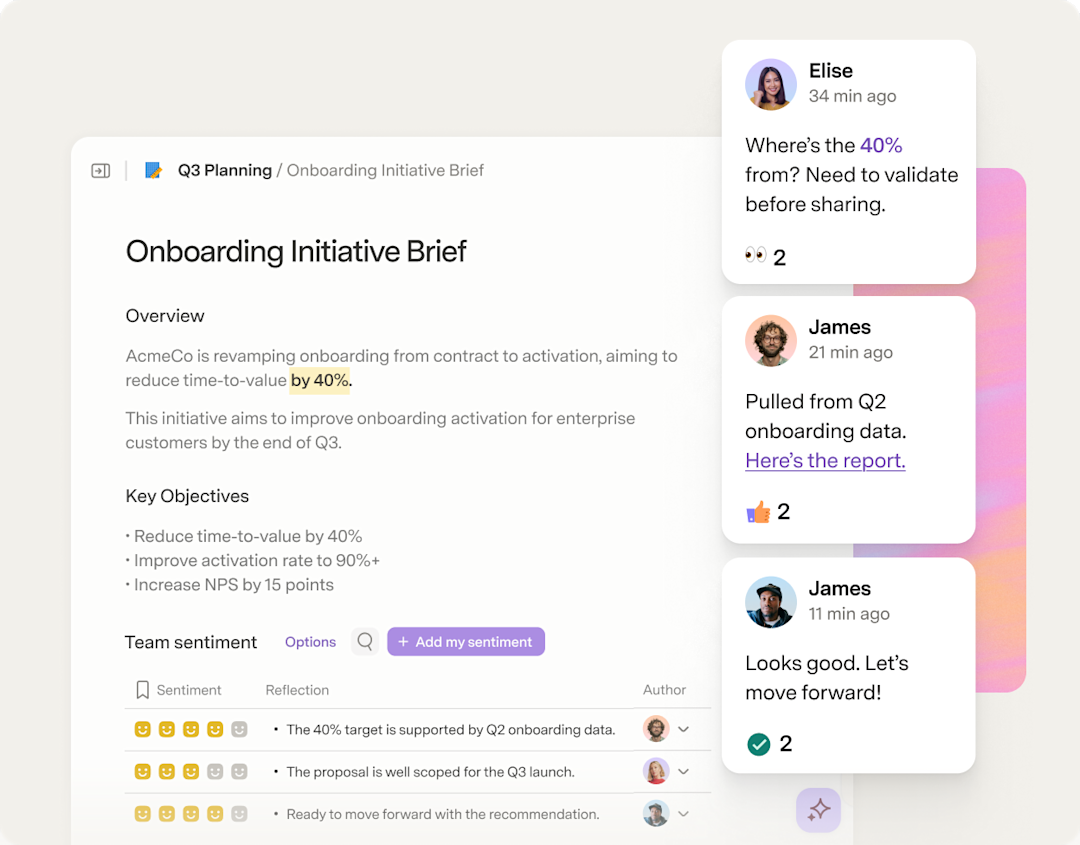 Onboarding initiative brief with comments