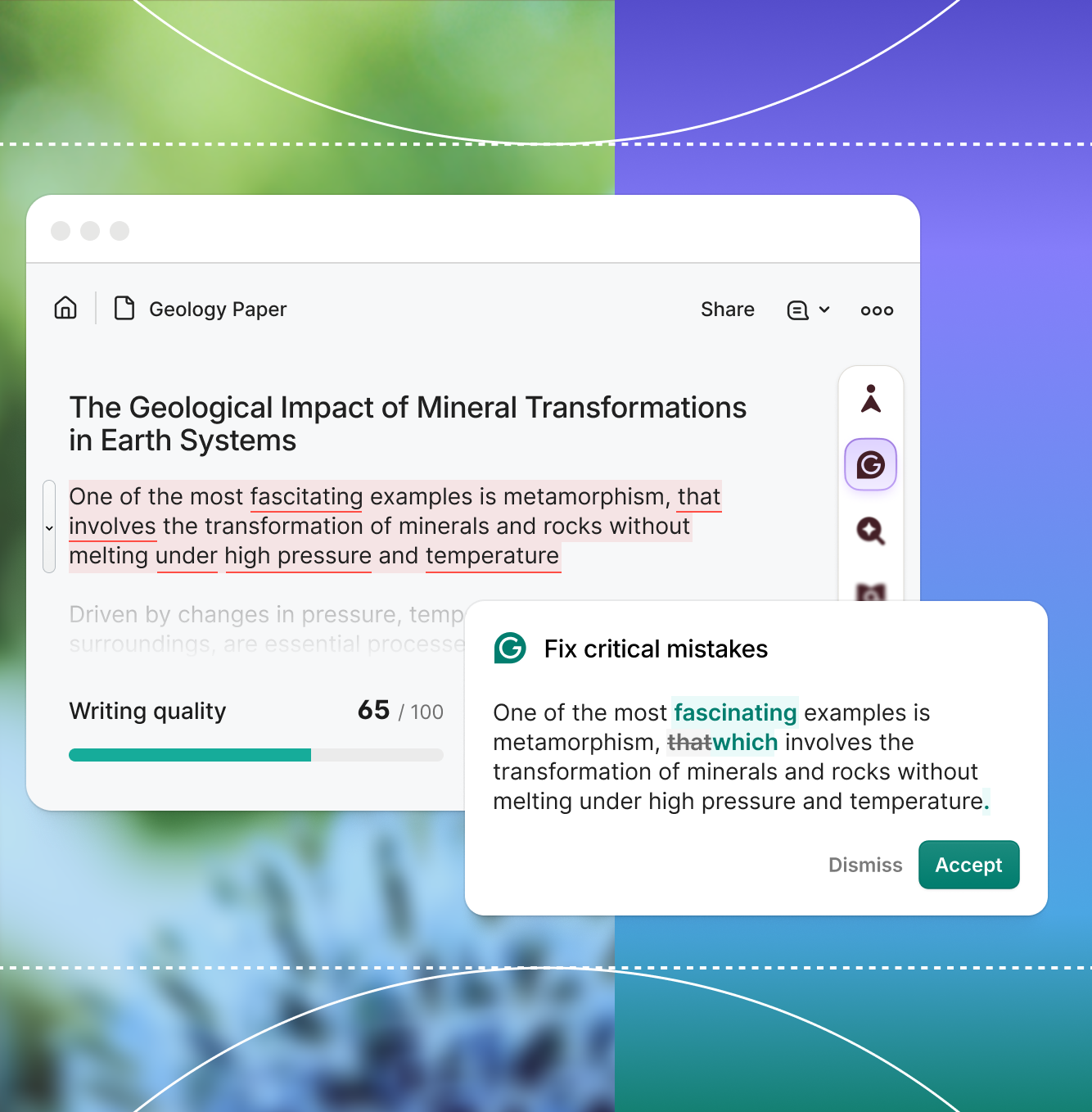 Image showing usage of the Grammarly app
