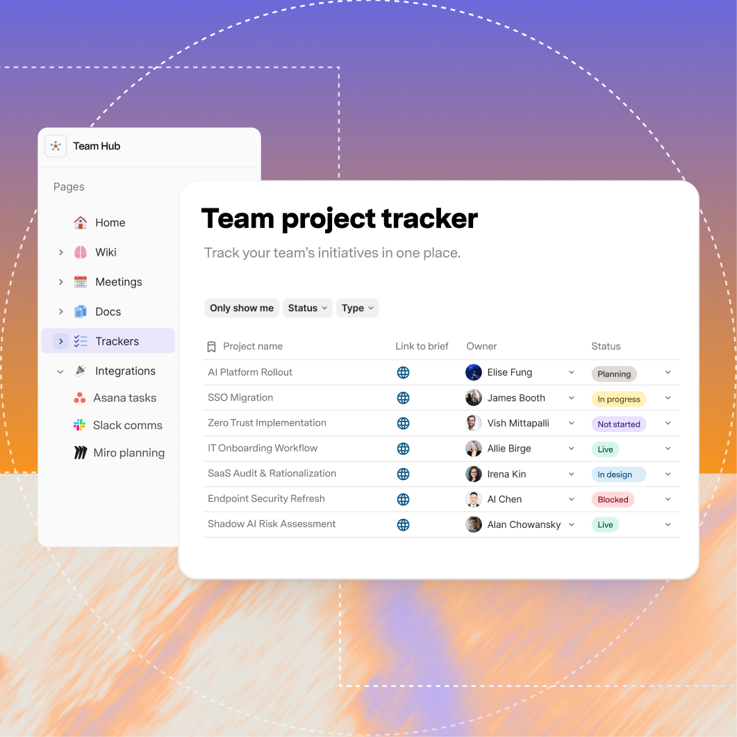 team project tracker in Docs