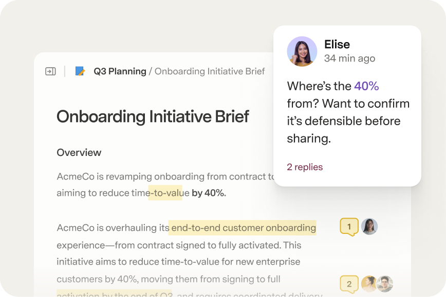 Onboarding brief with comments