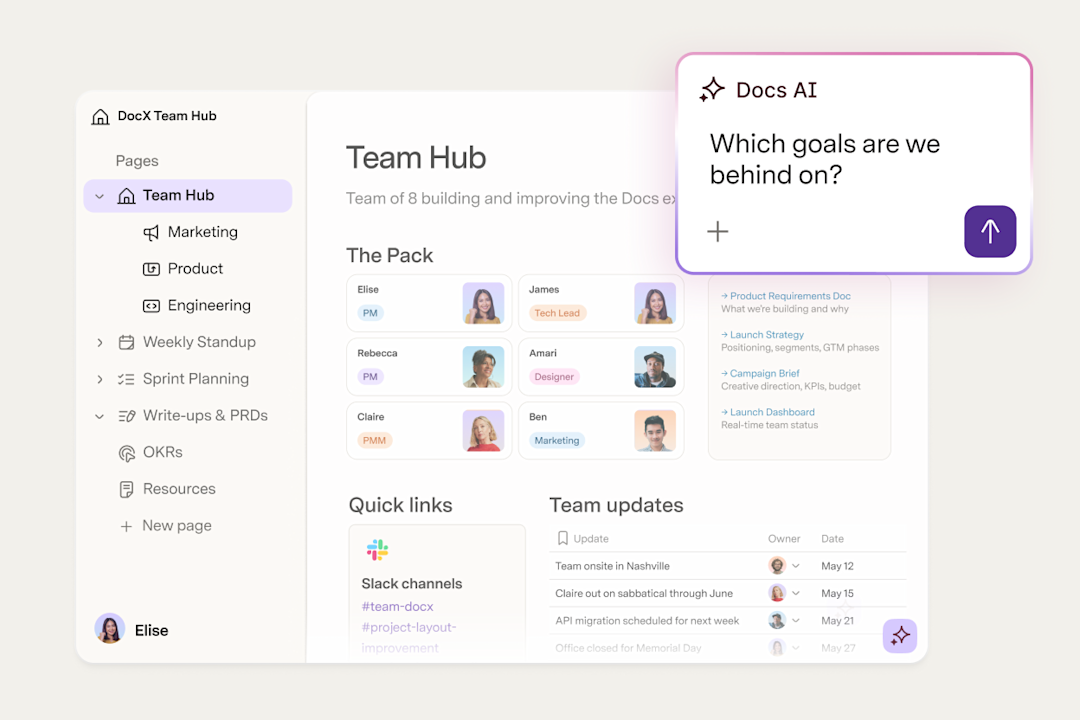 Hub view in Docs