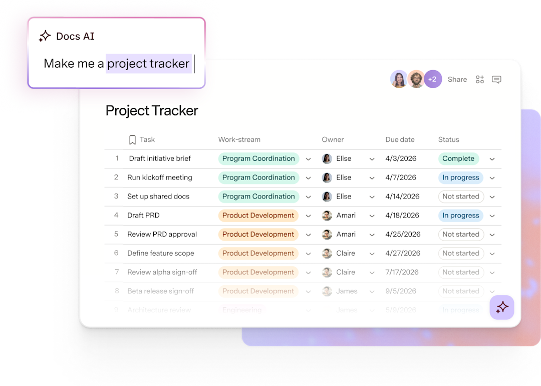 Project tracker list